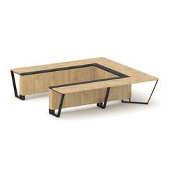 Steel Meet Стол переговорный П-образный KM-PR.B.SP-11P Тиквуд Светлый/Графит Глянец/Металл Черный 32