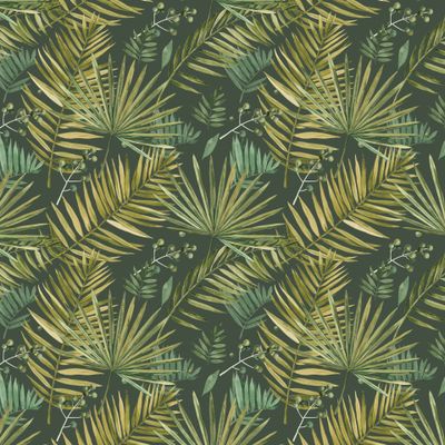 акварельные тропические листья на темном фоне