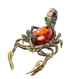 AM-1397 Фигурка «Скорпион» (латунь, янтарь)