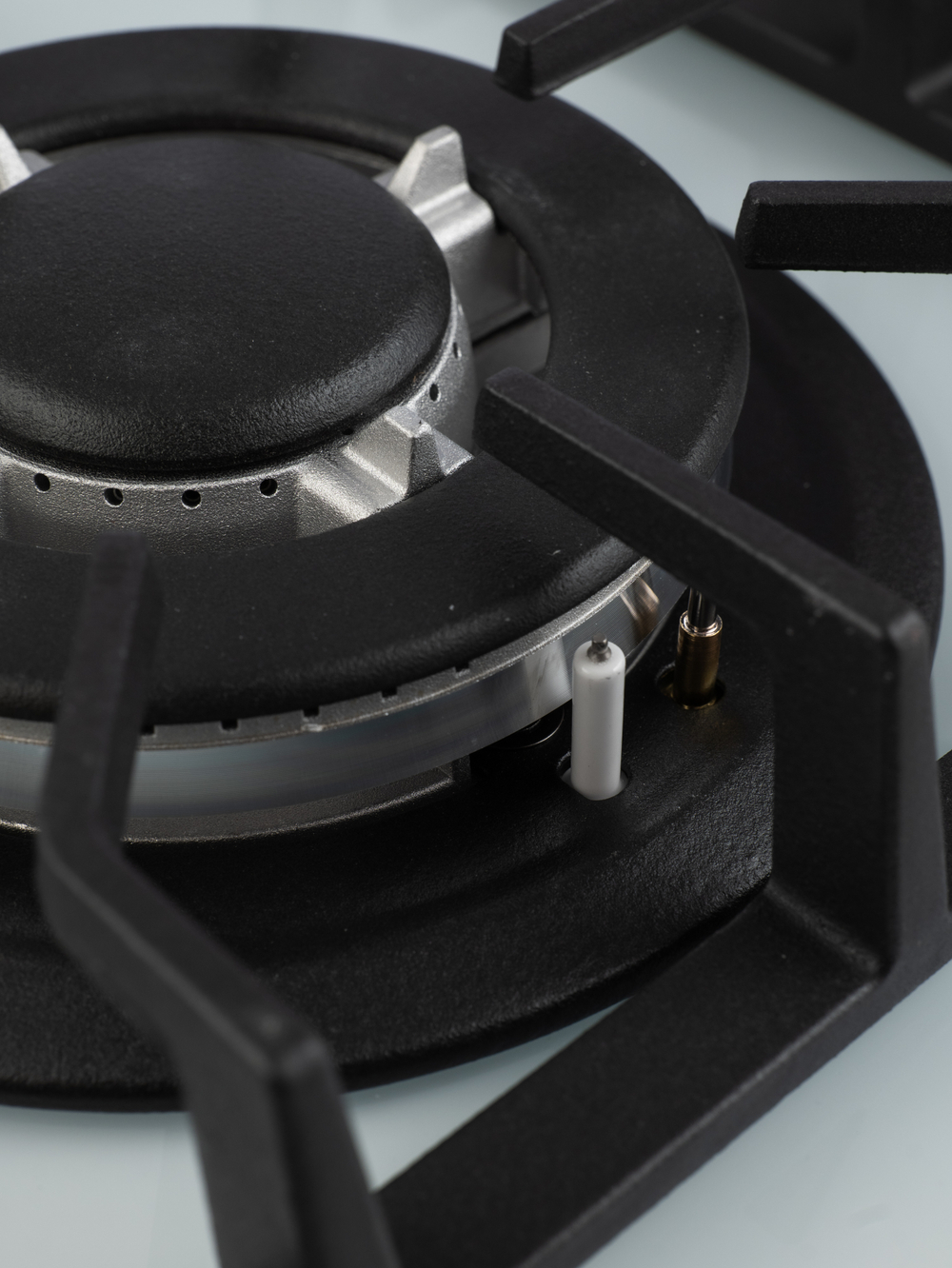 Газовая варочная панель шириной 60 см, Macbi MBH64WFGI.V2-WH с Wok-конфоркой, Белое закаленное стекло, Электроподжиг, Газ-контроль, Решетки из чугуна