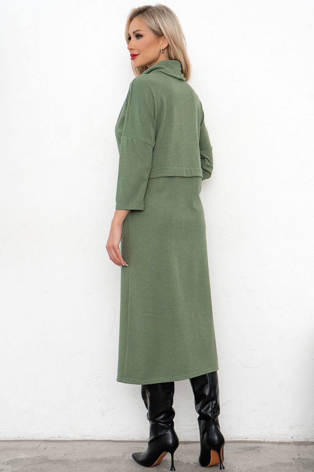 Платье трикотажное с разрезом (полынь) Р11-2008/3 Nikol