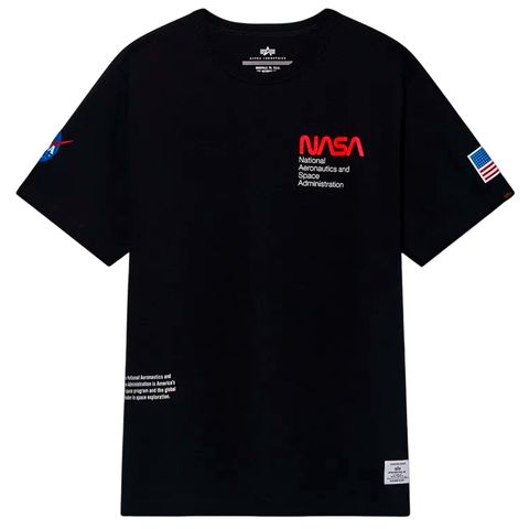 Футболка Alpha Industries Nasa Worm Logo Tee Black (Черная)