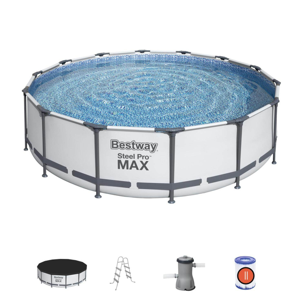 Каркасный бассейн Bestway 427х107 см + фильтр-насос 3028 л/ч, тент, лестница (56950 BW)