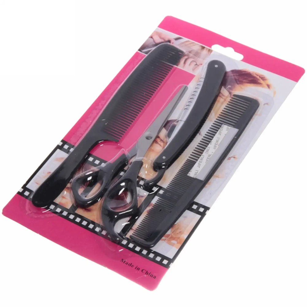 Набор для стрижки волос «Barber», ножницы прямые, расческа 2шт, станок для бритья