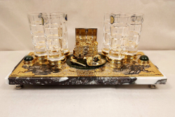 Подарочный набор стопок "Ковбой. За удачу!" на мраморе с чернением