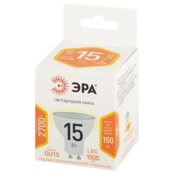 Лампа светодиодная ЭРА STD LED MR16-15W-827-GU10 15Вт софит теплый белый свет GU10 | Лампы cветодиодные Точечные (Софиты) (MR, PAR)