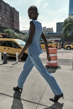 ZARA БРЮКИ FLARE С БОКОВЫМИ РАЗРЕЗАМИ, СИНИЙ