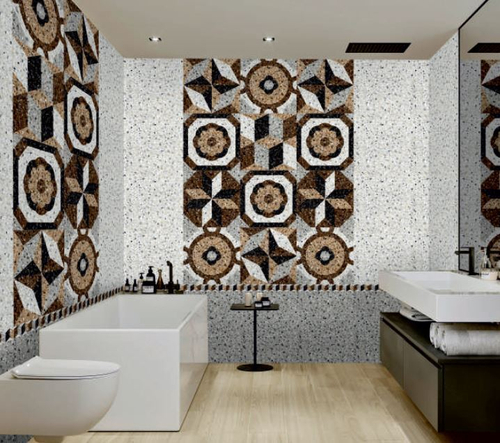 Панель ПВХ фотопечать Террацо светлый узор 1 2700х250мм