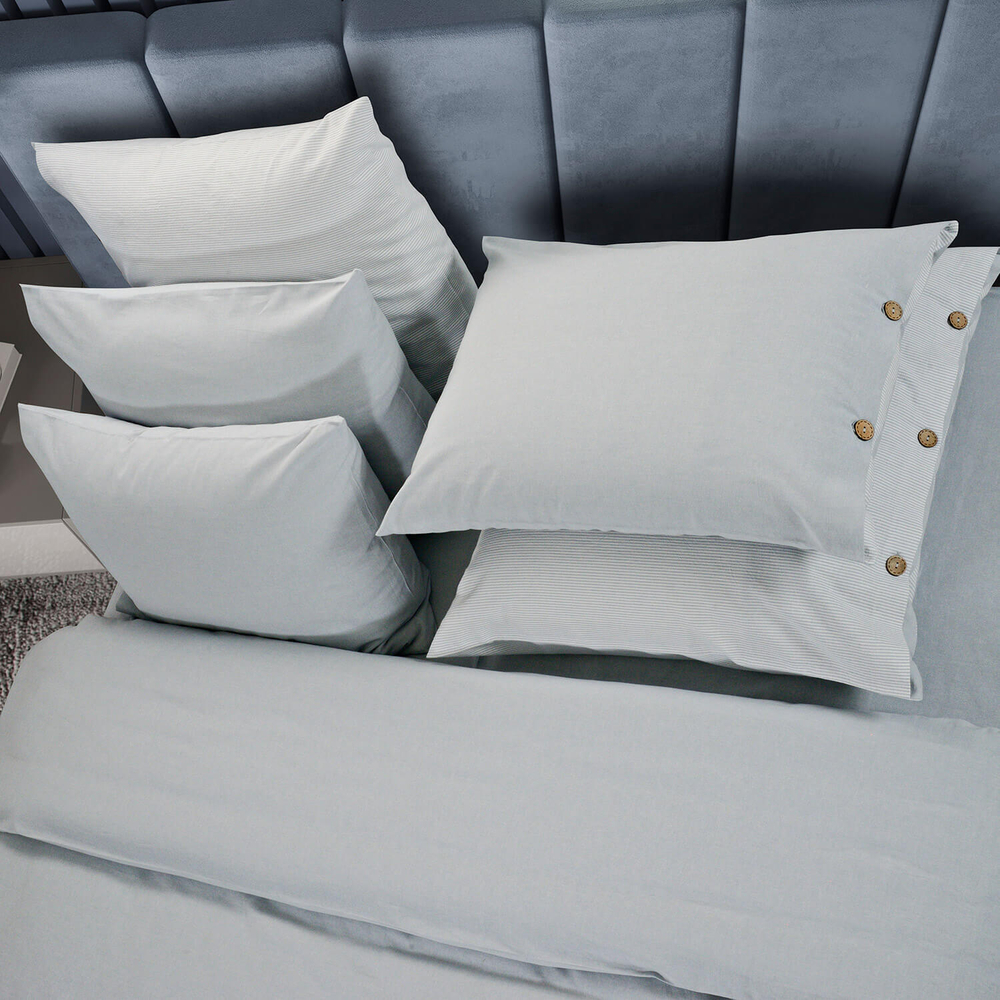 Постельное белье 2 спальное евро Sharmes Rustic голубой меланж