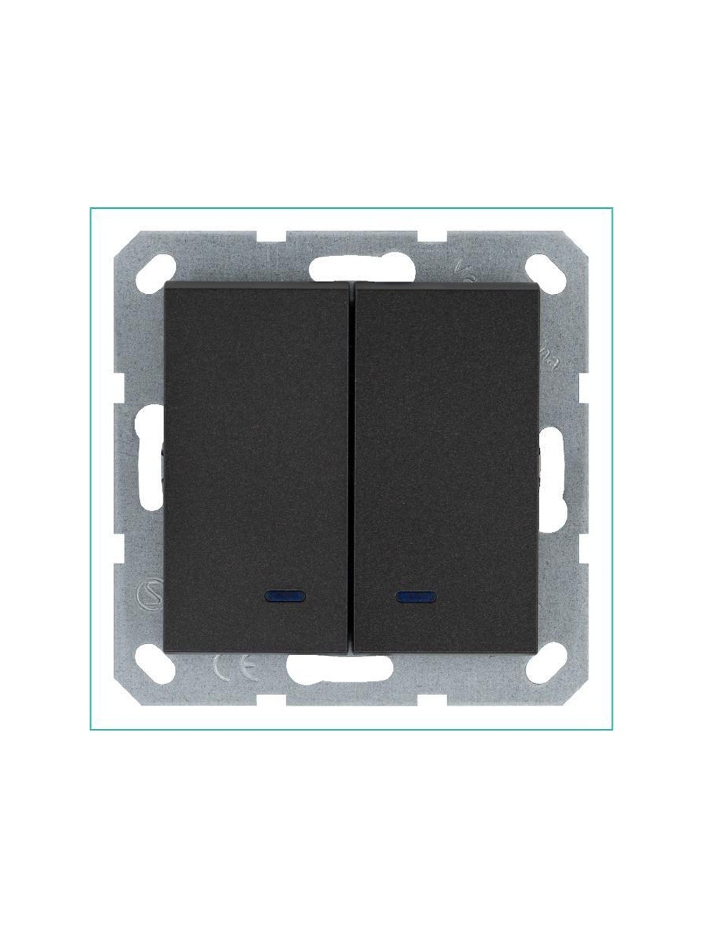 Выключатель 2-кл. 10А IP20 с подсветкой механизм антрацит Jasmart G3023NB
