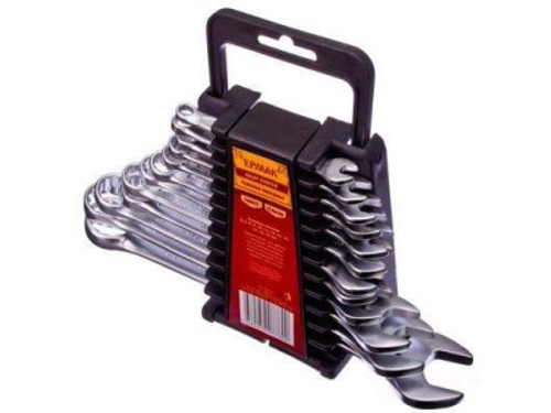 Набор ключей ЕРМАК рожковых 6 предметов (8х10-17х19мм) желтый цинк, пластик холдер