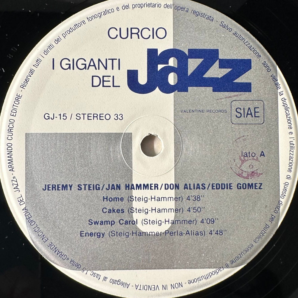 Giganti Del Jazz Vol. 15 - Jeremy Steig / Jan Hammer / Don Alias / Eddie Gomez (Италия 1980г.)