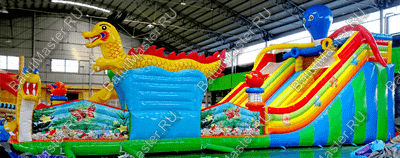 Коммерческий надувной батут "Осьминоги и драконы" 17*8*7 м