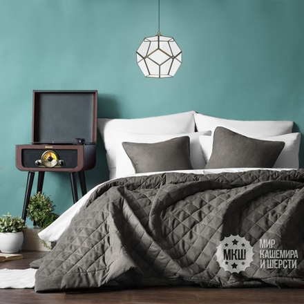 Комплект штор и покрывала велюровый КИИММ (арт. BL10-291-07) - темно-серый