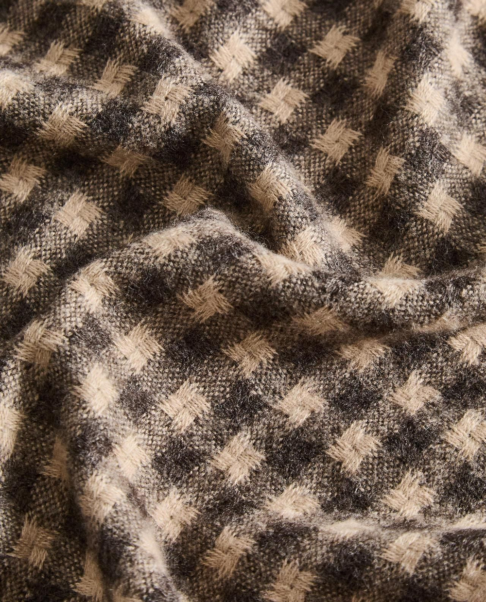 Zara Home - Клетчатый плед с бахромой, серый, 140x190 см