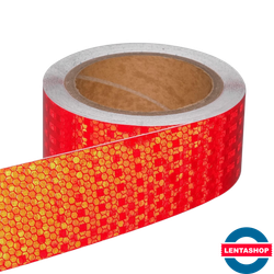 Красная светоотражающая лента 50 мм х 10 м