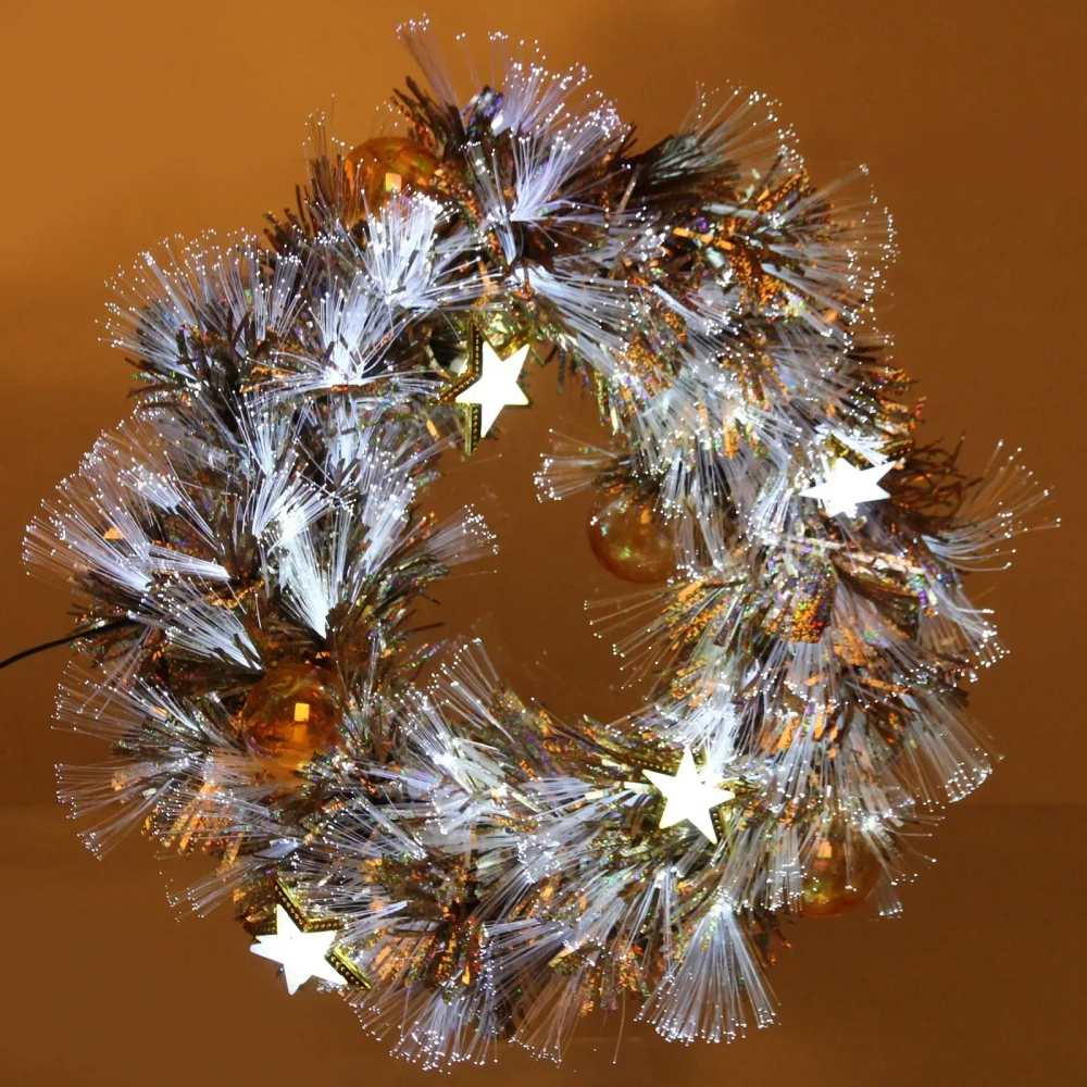 Венок хвойный «Сказочные ветви» d-40 см светодиодный, Белый