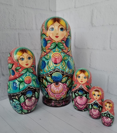 Матрёшка цветочная 21см 5мест