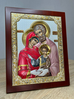 Св. Семейство, икона прямоугольная с рамкой, красное дерево, эмаль 210х260