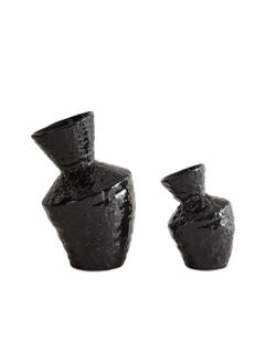 Zara Home Ваза из глины, цвет чёрный, 17 см