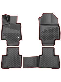Коврики в салон для TOYOTA RAV4, 2019- кроссовер, 4шт. (красный кант, полиуретан) KANT.ELEM3D02259210K.RD