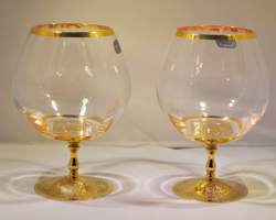 Набор бокалов для коньяка "Виноград" №2  (Златоуст)  в подарочном футляре