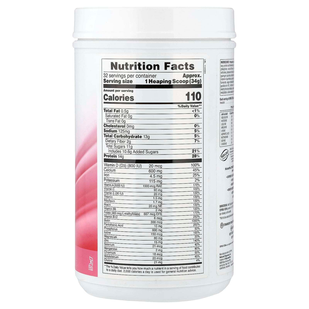 NaturesPlus, Spiru-Tein®, протеиновый порошок, со вкусом клубники, 1088 г (2,4 фунта)