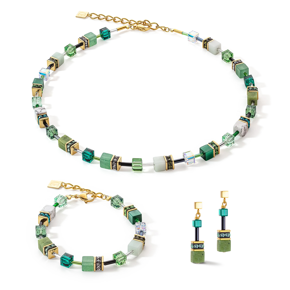 Колье Coeur de Lion Green 4905/10-0500 цвет зеленый, золотой, белый