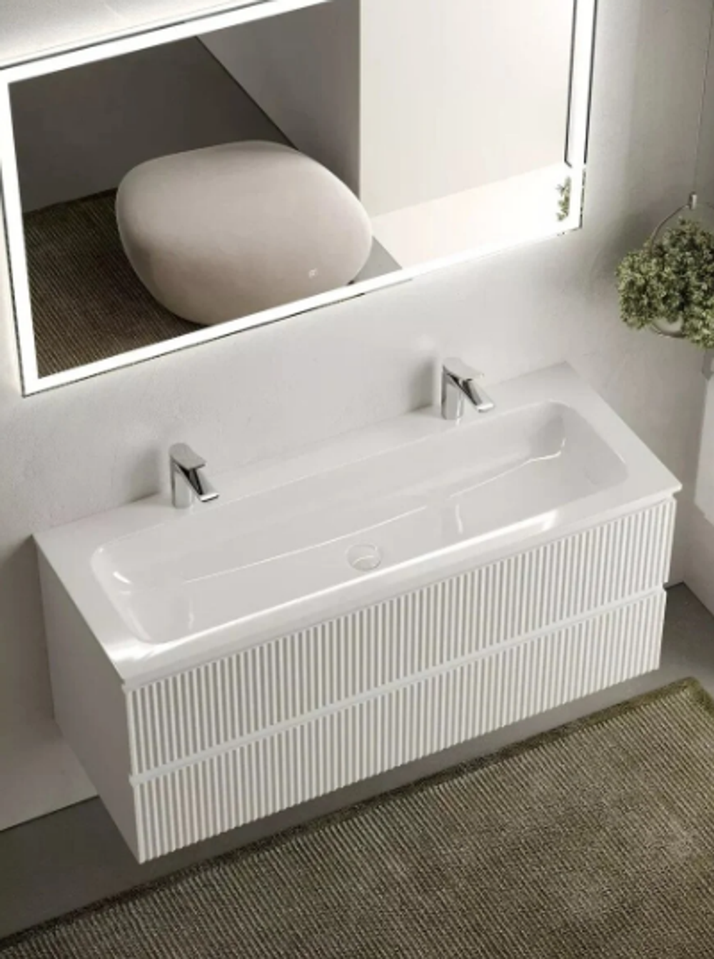 Тумба подвесная SANCOS Snob R 1195х445х500, c двумя ящиками оснащенными доводчиками, Bianco, арт.SNR120W