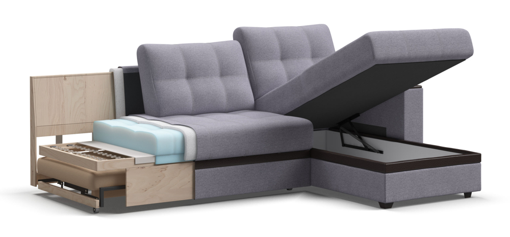 Угловой диван Атланта Люкс Рогожка Мальмо платина