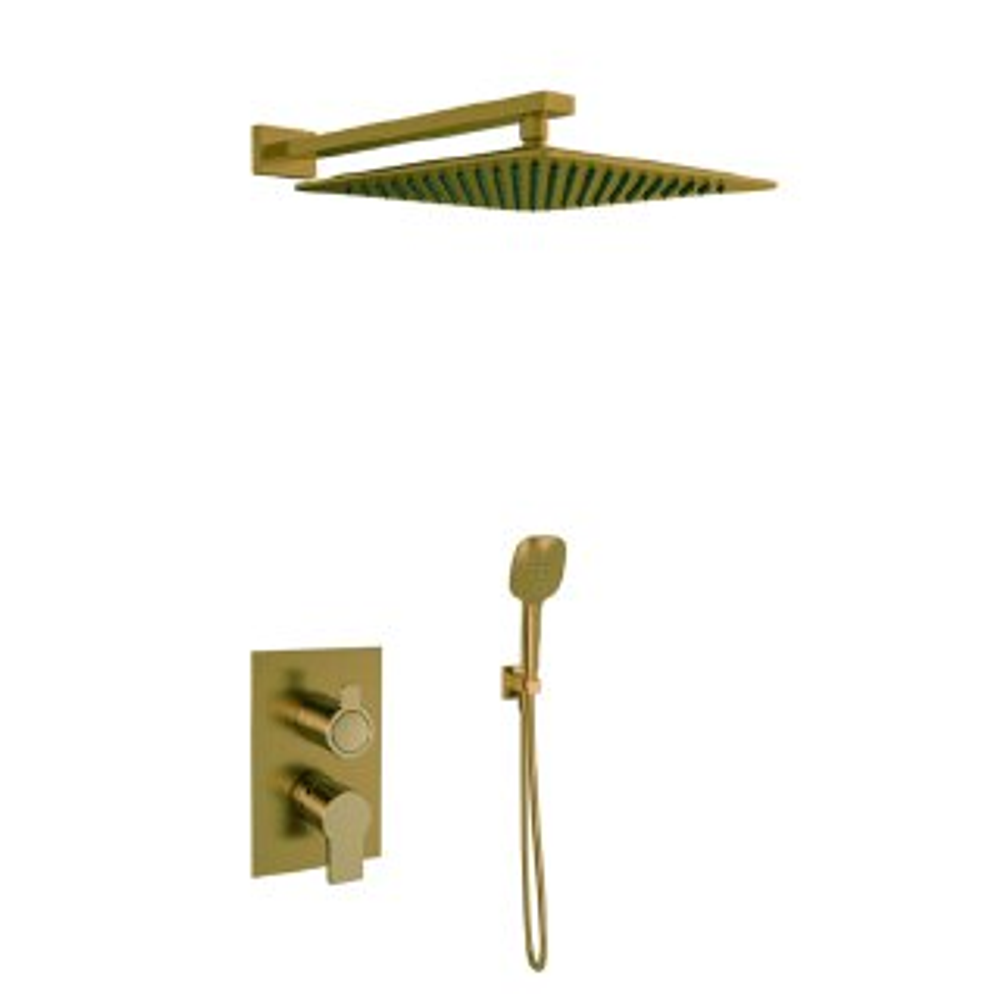 Встраиваемый смеситель для душа с тропическим и ручным душем BLAUTHERM 941512RK300OC золото