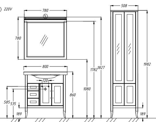 Зеркало Opadiris Мираж 80 светлый орех