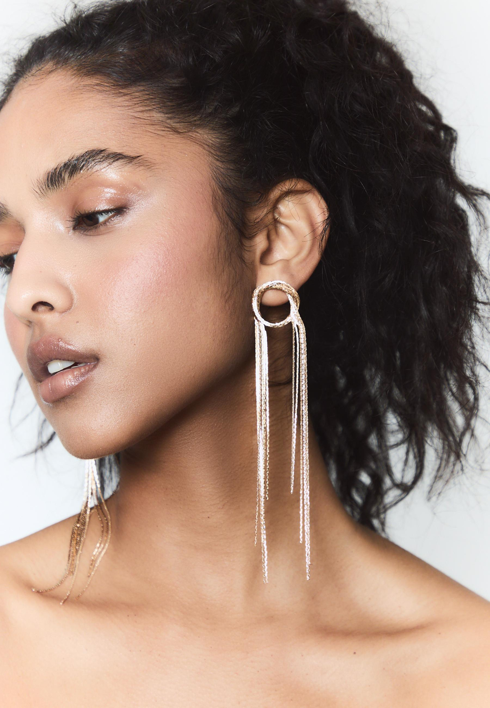 STRADIVARIUS Каскадные серьги-цепочки, золотой