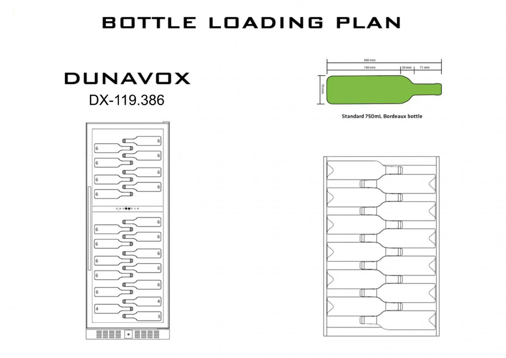 Винный шкаф двухзонный Dunavox DX-119.386DSS