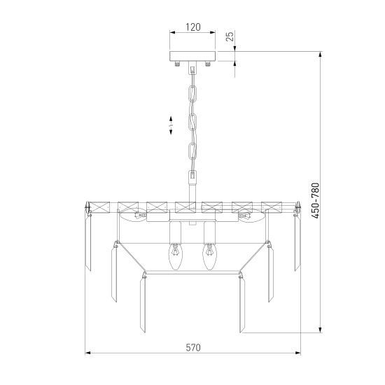 10130/8 / подвесной светильник / золото/прозрачный хрусталь Strotskis Smart