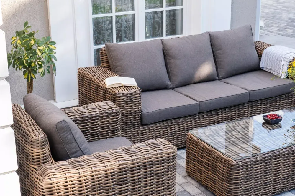 "Палермо" лаунж-зона из искусственного ротанга, цвет соломенный