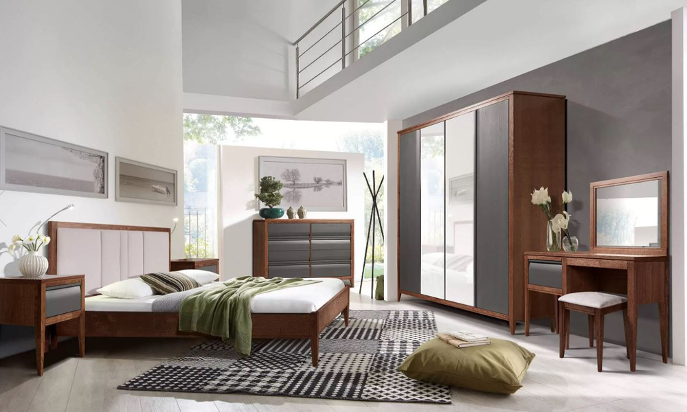 АСПЕН Кровать ГМ 8224-10/дуб (АНТРАЦИТ/ТАБАК)