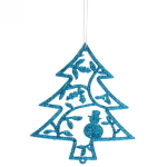 Подвески в блестках «Елочки новогодние» 12 см (набор 2шт), голубой