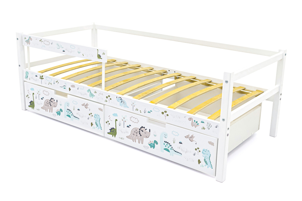 Детская кровать тахта Бельмарко Svogen белый динозаврики