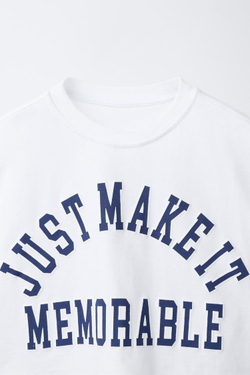 ZARA ФУТБОЛКА В СТИЛЕ ПРЕППИ С НАДПИСЬЮ, БЕЛЫЙ