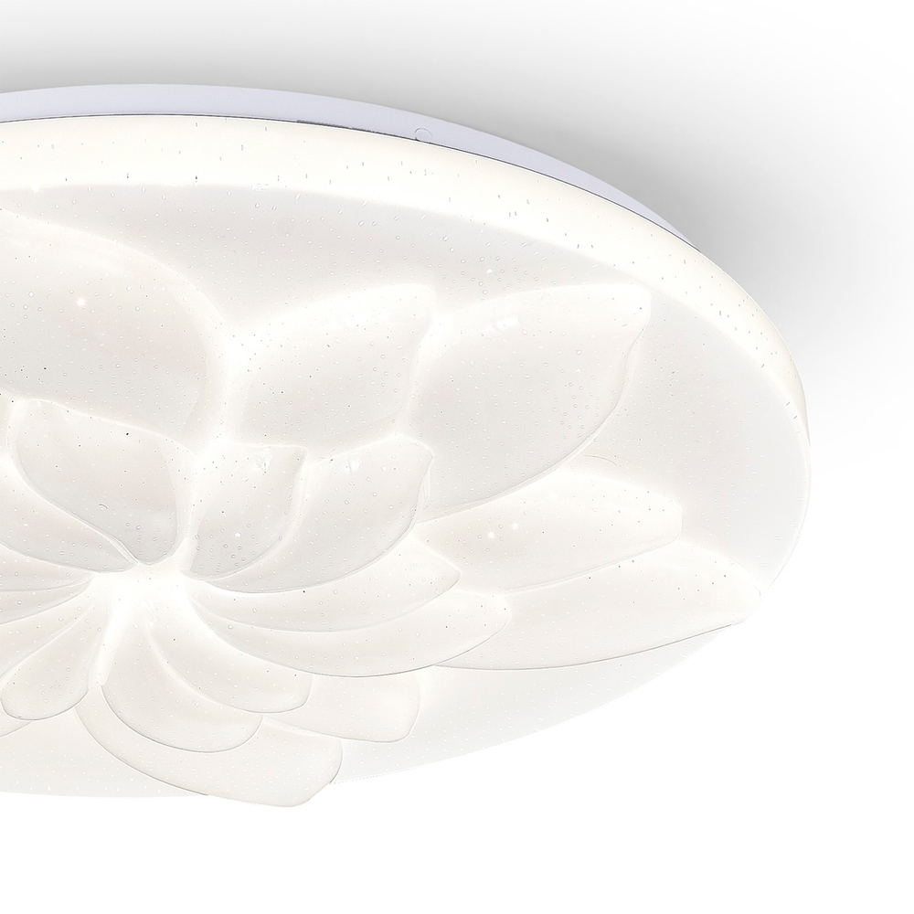 Потолочный светодиодный светильник 60Вт, 4820лм, 3000-6500K, Ra>80, плавная регулировка мощности, изменение цветовой температуры, пульт, металл/пластик, белый