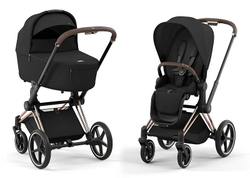 Коляска 3 в 1 Cybex Priam IV Rosegold complete и автокресло Aton B2 i-Size Steel Grey Sepia Black