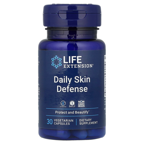Life Extension, Daily Skin Defense, 30 вегетарианских капсул