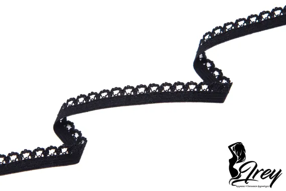 170 Черный Резинка ажурная арт.007, 11 мм Турция (фасовка)