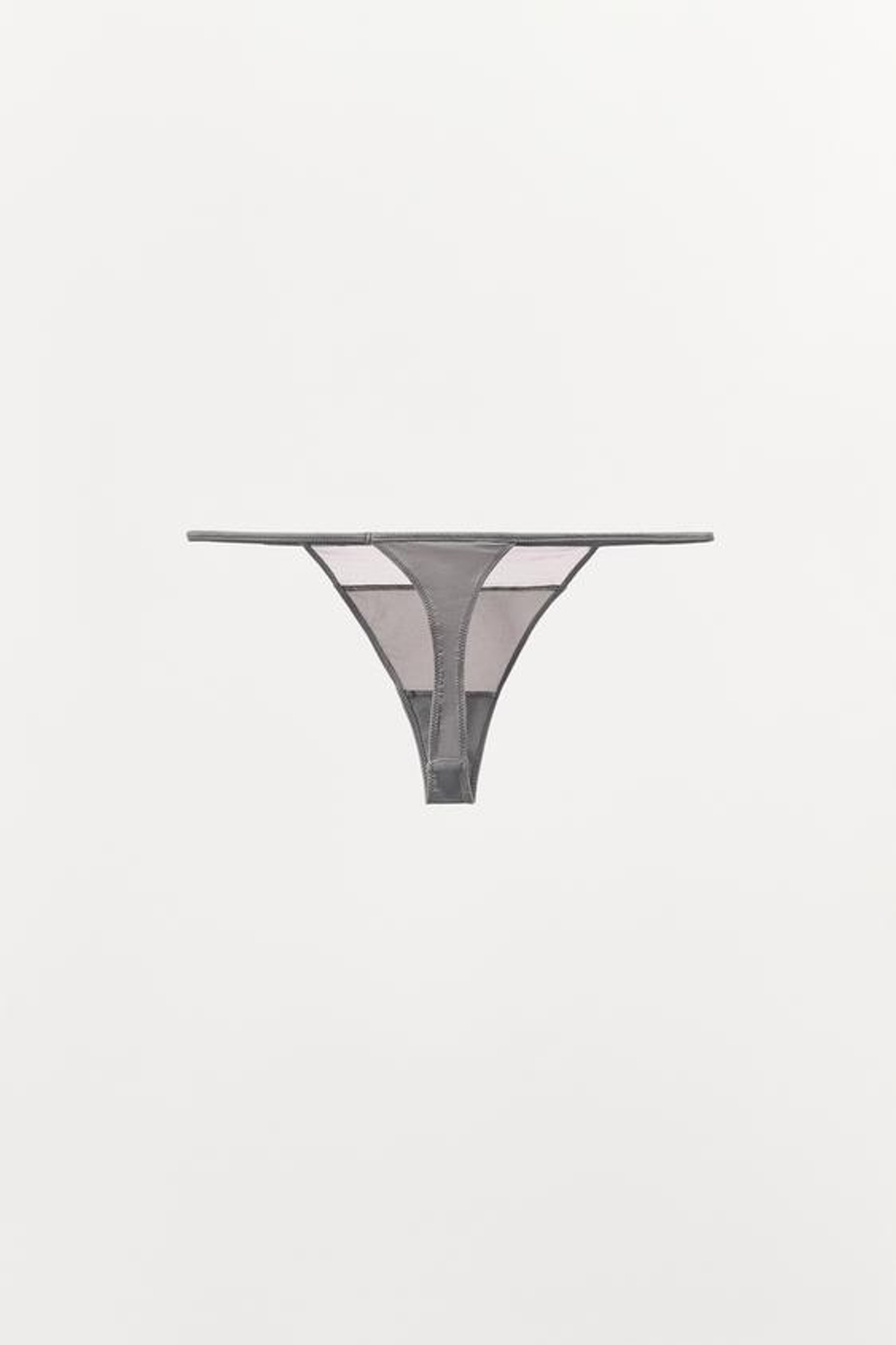 ZARA ТРУСЫ ТАНГА ИЗ КОМБИНИРОВАННОГО ТЮЛЯ, ОТТЕНКИ СЕРОГО