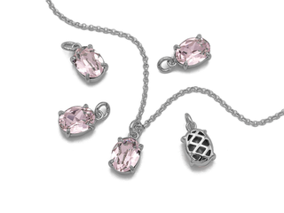 Подвеска Овальная с розовым кристаллом, 10мм