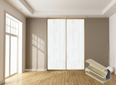 Дверь-купе 2850*600(700,800,900) мм, золото матовое,Выбеленное Дерево LAMARTY