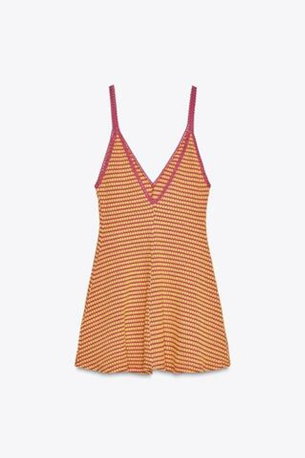 ZARA КОРОТКОЕ ПЛАТЬЕ С ЖАККАРДОВЫМ УЗОРОМ, РОЗОВЫЙ