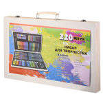 Набор для детского творчества Basir 220 предметов, в деревянном портфеле