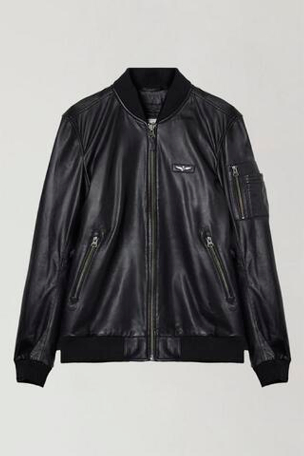 Куртка кожа муж. AERONAUTICA 5023 черный